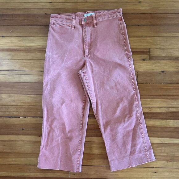 Madewell Slim Emmett Wide-Leg Crop Pants in Sweet Dahlia Pink Size 28 - Picture 2 of 6